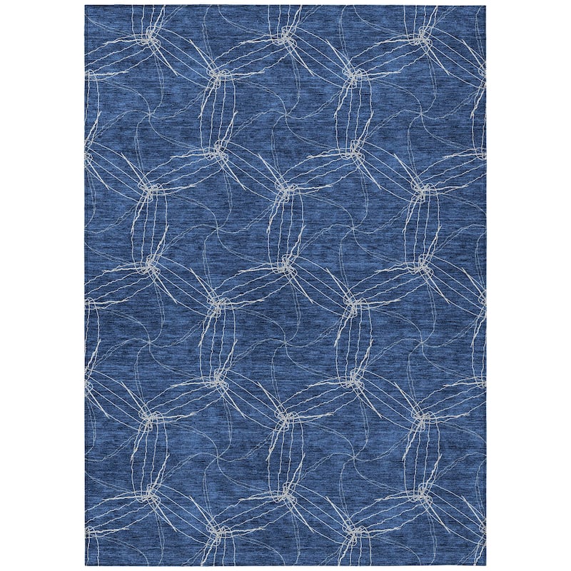 Machine Washable Indoor/ Outdoor Abstract Contemporary Chantille Rug
