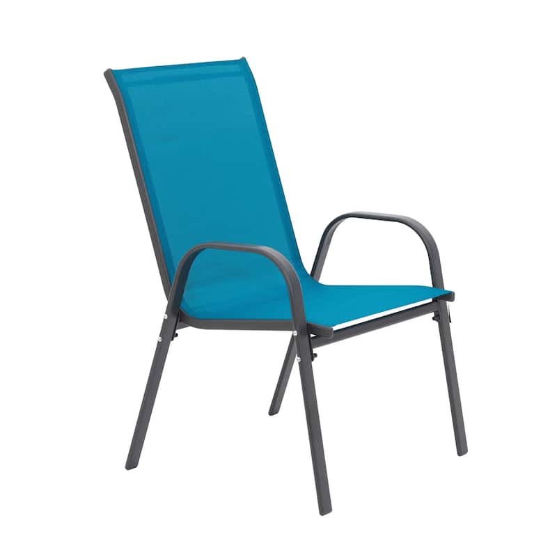 4 Piece Patio Chairs, Outdoor Camping Chairs with Breathable Textilene Fabric, Set of 2 Garden Chairs with Armrest High Backrest