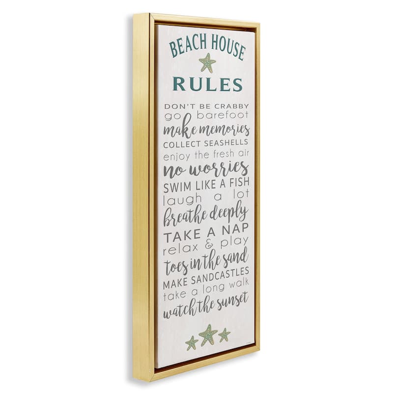 Stupell Fun Recreations Beach Rules Framed Floater Canvas Wall Art Design By Seven Trees Design