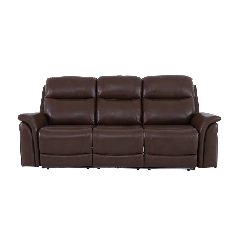 Reddish Brown Breathing Leather 3-Piece Living Room Recliner Sofa set