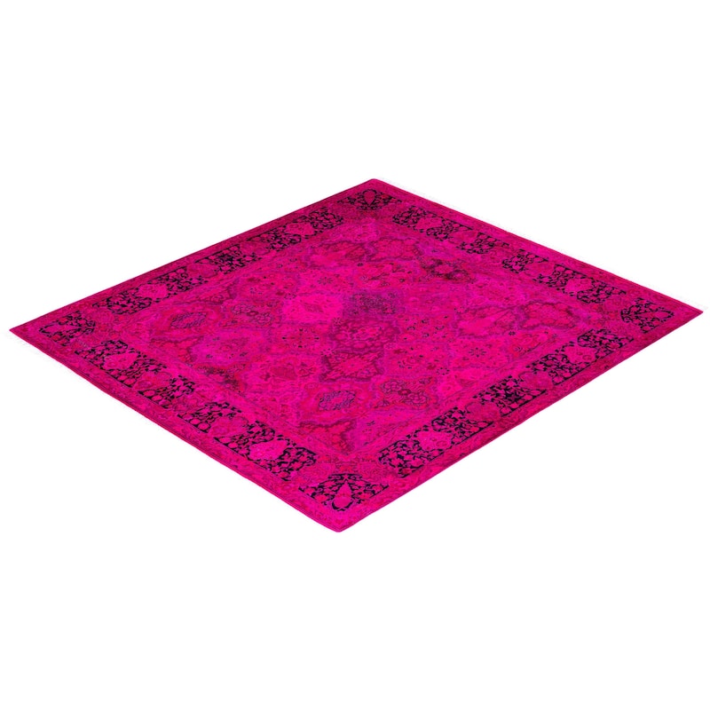 Contemporary Overdyed Wool Hand Knotted Square Area Rug - 6' 0" x 6' 8"
