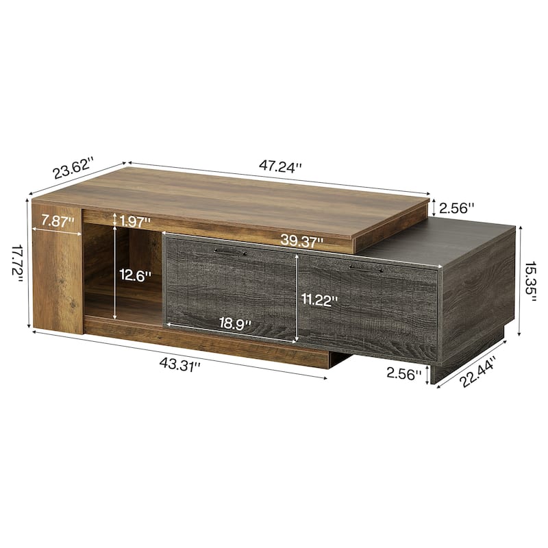 47"-78" Extendable Farmhouse Coffee Table for Living Room
