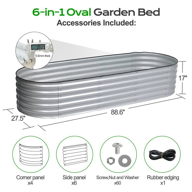 Aoodor 6-in-1 Modular Aluzinc Metal Raised Garden Bed Kit