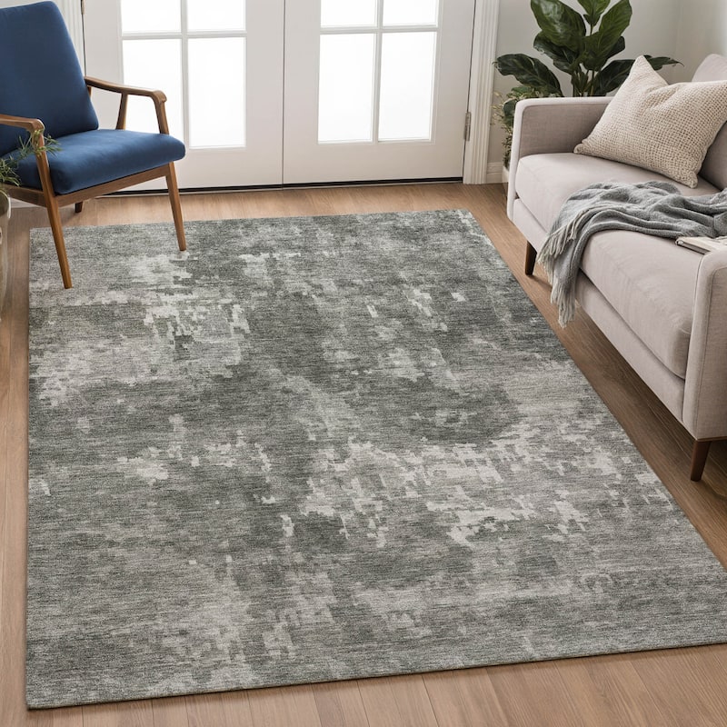 Machine Washable Indoor/ Outdoor Ombre Abstract Chantille Rug