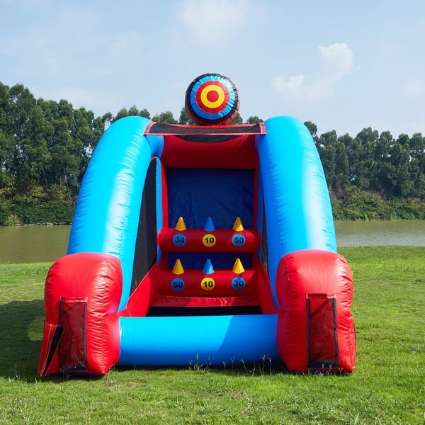 slide 2 of 5, JumpOrange Knock IT Off Archery Target Game Inflatable with Air Blower, Commercial Grade, 15oz PVC Vinyl, 90 LBS, Outdoor Play Kids