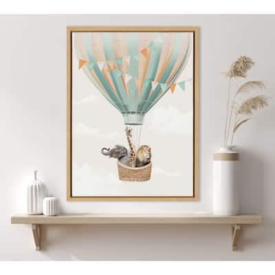 Kate and Laurel Sylvie Hot Air Balloon Travel Framed Canvas by July Art Prints