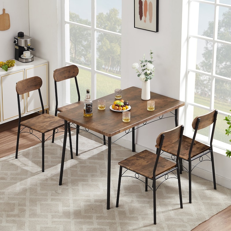 Javlergo 5 Piece Dining Table Set, Kitchen Wood Table and Chairs for 4, Dining Room Sets