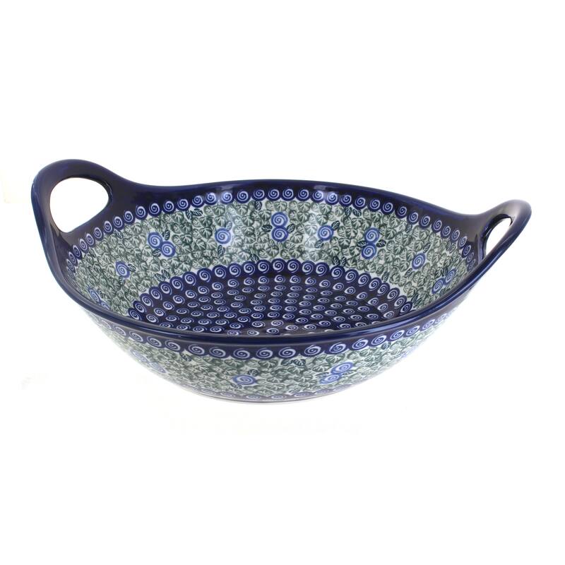 Blue Rose Polish Pottery 1347 Zaklady Deep Bowl with Handles