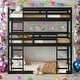 preview thumbnail 14 of 36, Rubber Wood Detachable Triple Twin Bunk Bed with Two Built-in Ladders,Guardrails