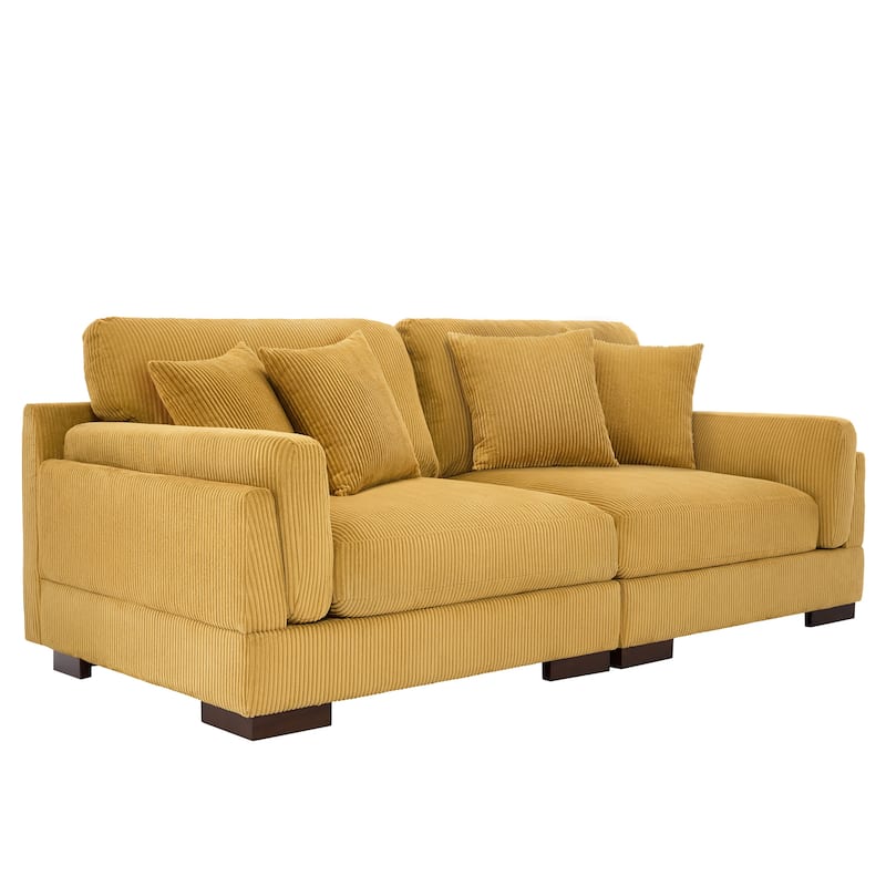90.2"W Corduroy Upholstered Living Room Sofa