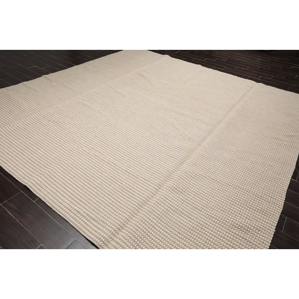 Hand Woven Dhurry Beige Tan Flatweave Area Rug Wool Modern Contemporary Oriental Area Rug Square 11 X 11 Overstock 31523772