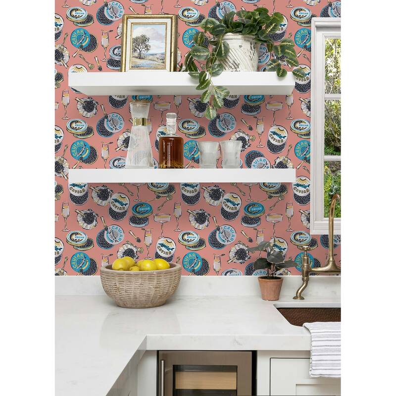 Champagne and Caviar Salmon Peel and Stick Wallpaper