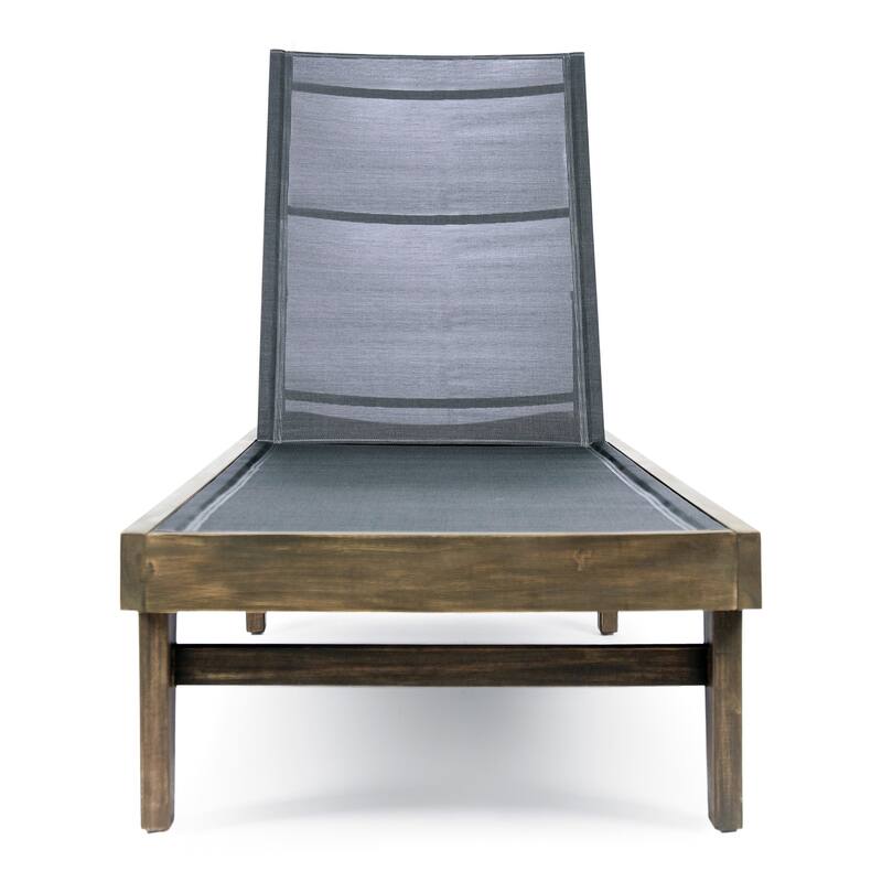 Outdoor Patio Reclining Chair with Mesh Seat, Poolside Chaise Lounge with 5-Position Adjustable Backrest