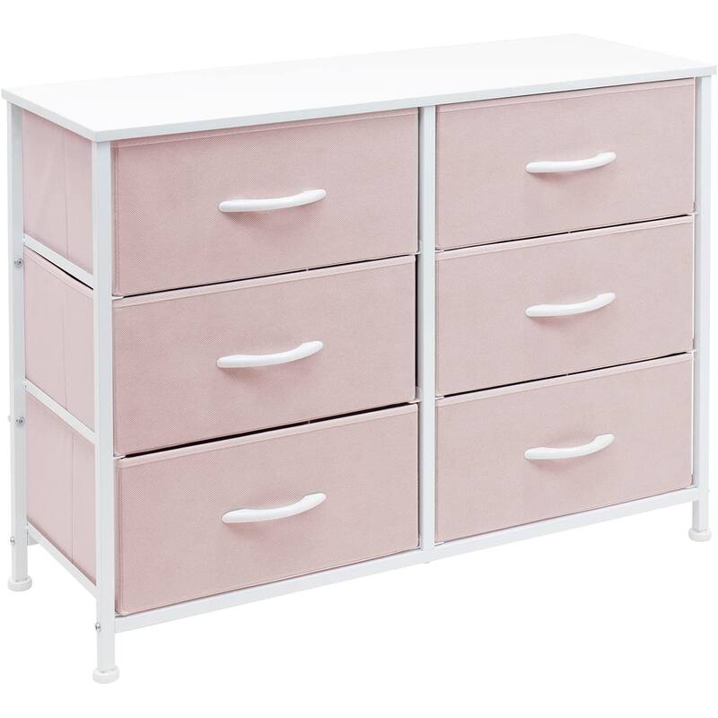 Dresser w/ 6 Drawers Furniture Storage Chest for Home, Bedroom - Pink