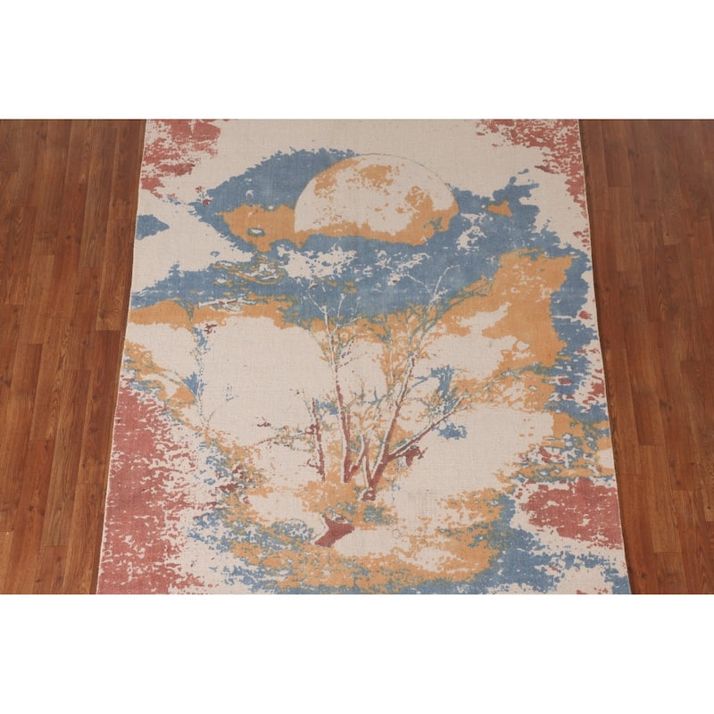 Nature Print Abstract Modern Area Rug Handmade Wool Carpet - 5'3" x 7'7"