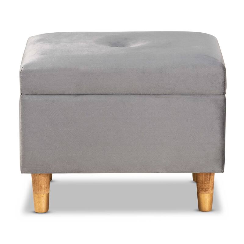 Elias Modern Velvet Fabric Storage Ottoman