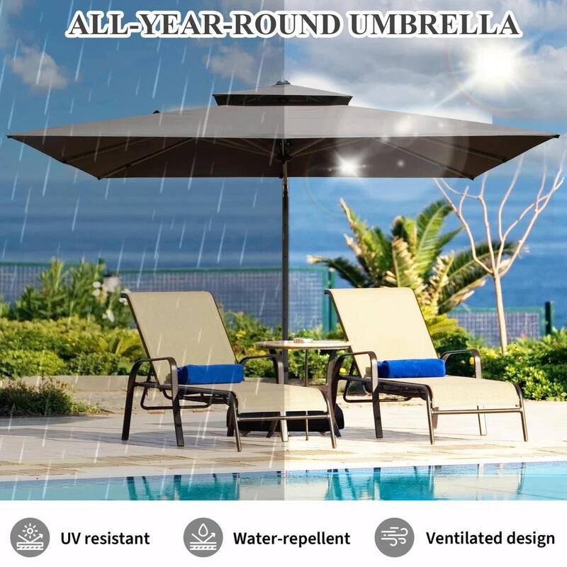 Aluminum Patio Umbrella - 360° Rotation, Hydraulic Lift