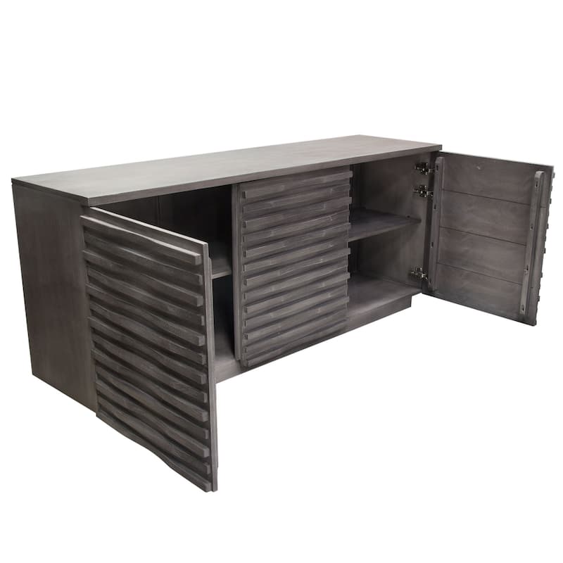 Tily Sideboard Buffet Cabinet w 3 Doors, 69 Inch Smoke Gray Wood