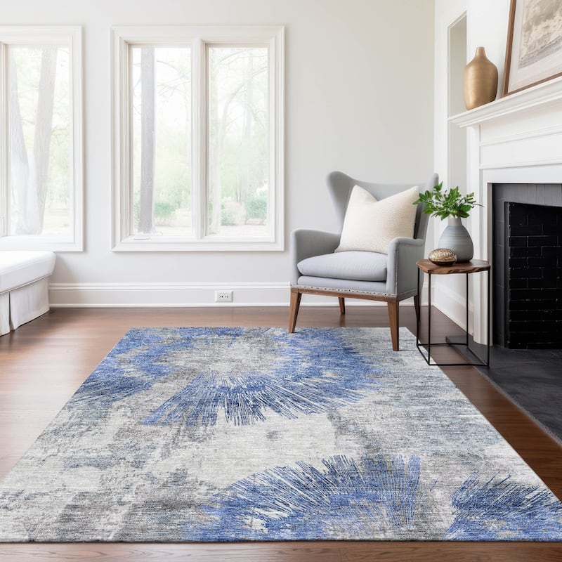 Machine Washable Indoor/ Outdoor Chantille Contemporary Starburst Rug