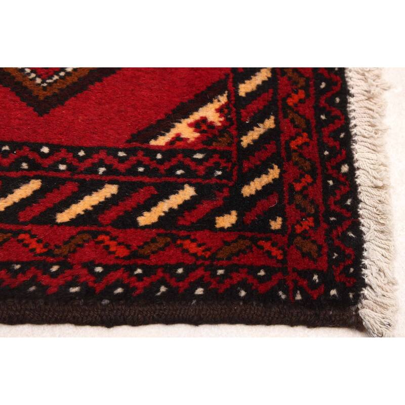 ECARPETGALLERY Hand-knotted Baluch Red Wool Rug - 3'1 x 5'7