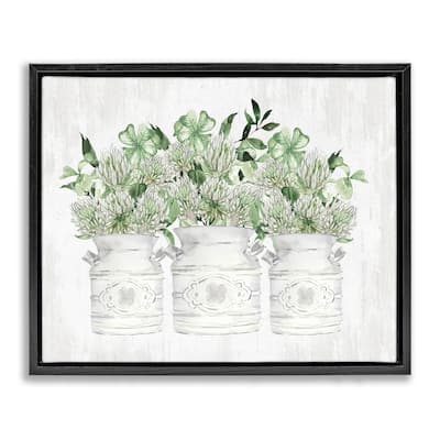 Stupell Rustic Shamrock Bouquets Framed Floater Canvas Wall Art Design by Lettered and Lined