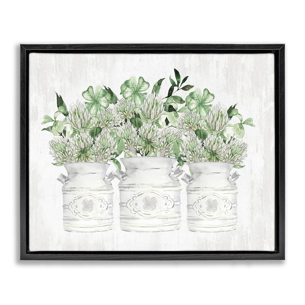 Stupell Rustic Shamrock Bouquets Framed Floater Canvas Wall Art Design by Lettered and Lined