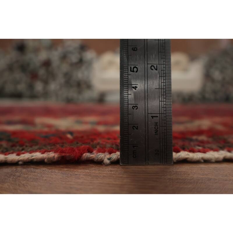 Hand Knotted Oriental 100% Wool Carpet Traditional Floral Navy Blue & Blues Malayer Area Rug - 11' 3'' X 5' 0''