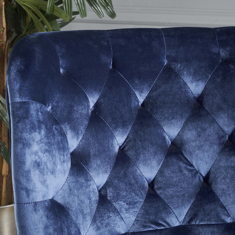 Roomfitters Velvet Tufted Accent Chair with Rolled Arms and Nailhead Trim, Classic Lounge Chair