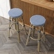 preview thumbnail 48 of 48, Elena Bohemian Round Wicker Patio Stools (Set of 2) by Furniture of America Grey/Navy - Bar Height