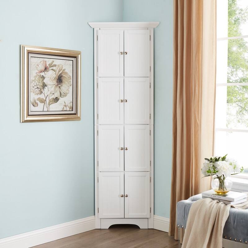 Modern Tall Bathroom Storage Cabinet with Doors and 4 Shelves for Living Room, Kitchen, Office, Bedroom
