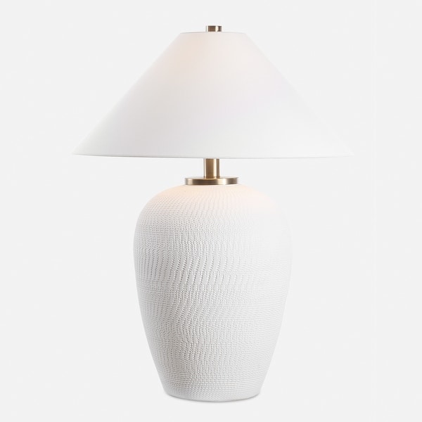 Ceramic White Drum Shade Lamp