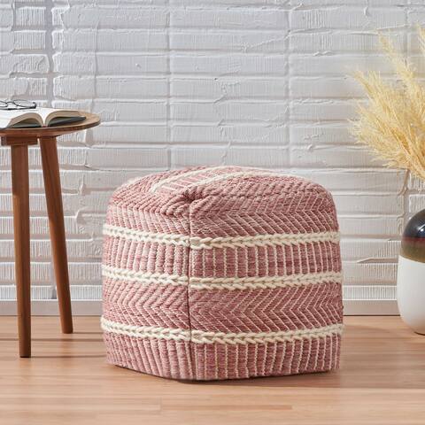 Schillings Boho Hand-Woven Boho Fabric Cube Pouf by Christopher Knight Home
