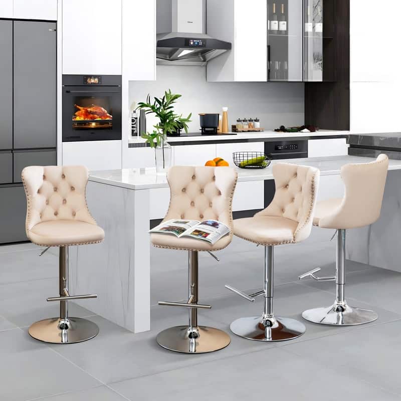 Swivel Foam Barstools Adjusatble Seat Set of 2