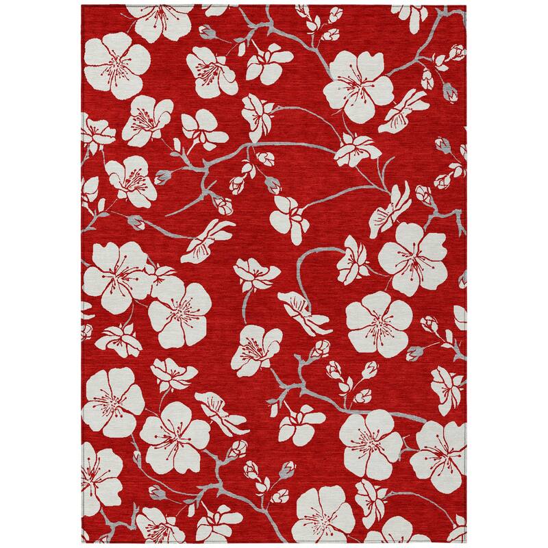 HomeRoots Floral Transitional Rectangle Outdoor Rug