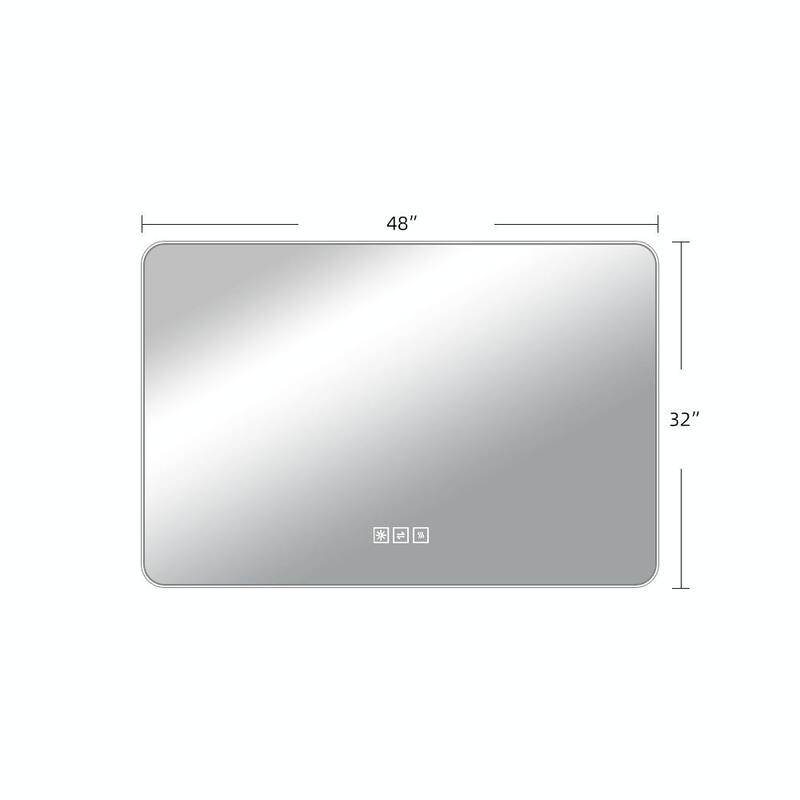 48x32 Inch LED Bathroom Mirror with Anti-Fog, 3 Colors, and 5-Level Dimming - Clear