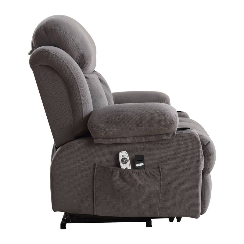 Electric Recliner Chair with Massage and Heat, USB Port, Cup Holders and Side Pockets, Adjustable Vibration Modes and Heating