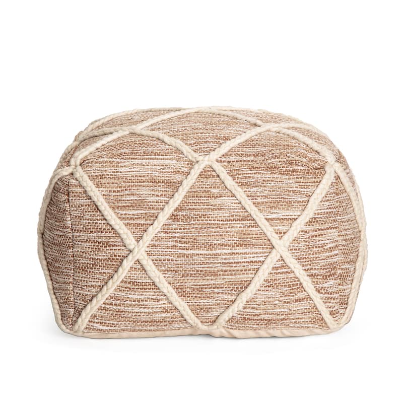 Jani Kirkwood Lake 22-inch Blue Pouf Ottoman - Handmade Footrest for Living Room, Bedroom, Nursery, Kidsroom