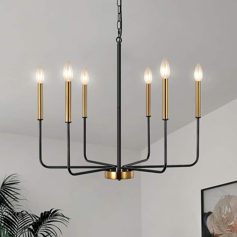 6-Light W26.18" x H66.92" Candle Chandelier for Living Room Kitchen Island