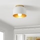 preview thumbnail 1 of 8, SAFAVIEH Lighting Peale 8-Inch Metal Flush Mount Ceiling Light - 8" W x 8" D x 6" H White/Gold