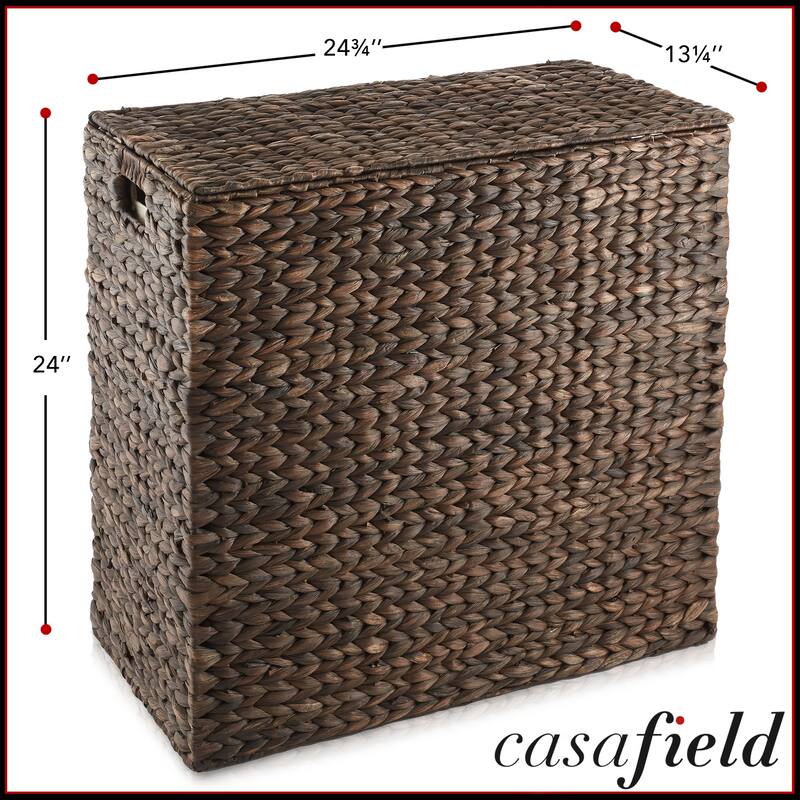2Section Laundry Hamper Basket with Removable Liner Bags for Clothes