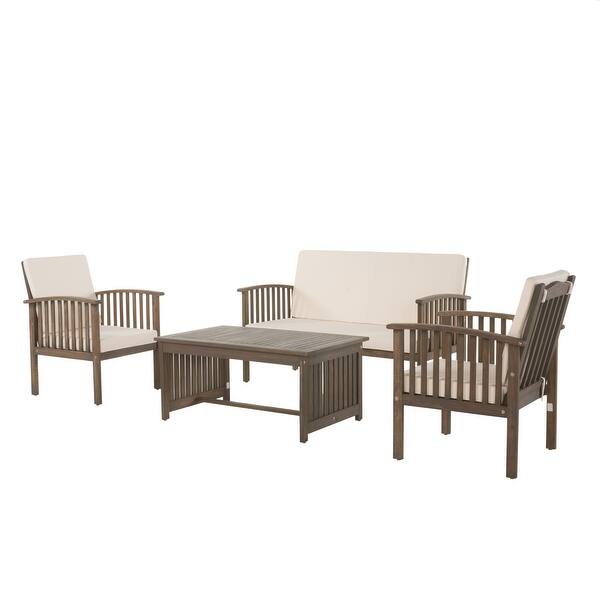 slide 2 of 48, Carolina 4-piece Outdoor Acacia Sofa Set by Christopher Knight Home Grey