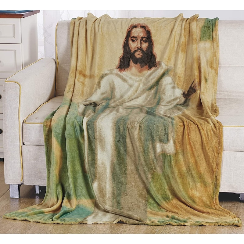 Décor&More Jesus Christ Religious 50" x 70" Oversized Super Soft Microplush Throw Blanket