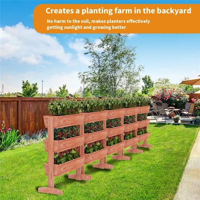 Vertical Raised Garden Bed with 3 Containers, Elevated Freestanding Herb Planter Box Growing Vegetable, Strawberry, Flower