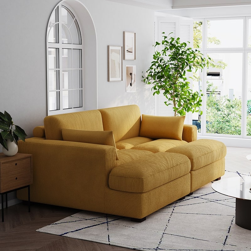Navaeh Corduroy Modular Sectional Sofa Large Couch Sleeper Chaise