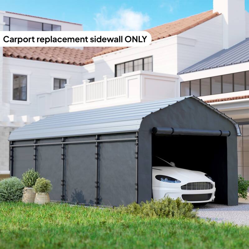 Outsunny Carport Replacement Sidewall Panels Set of 4 for 10' x 15' Carports, PE Tarp Replacement Side Wall Cover - Grey