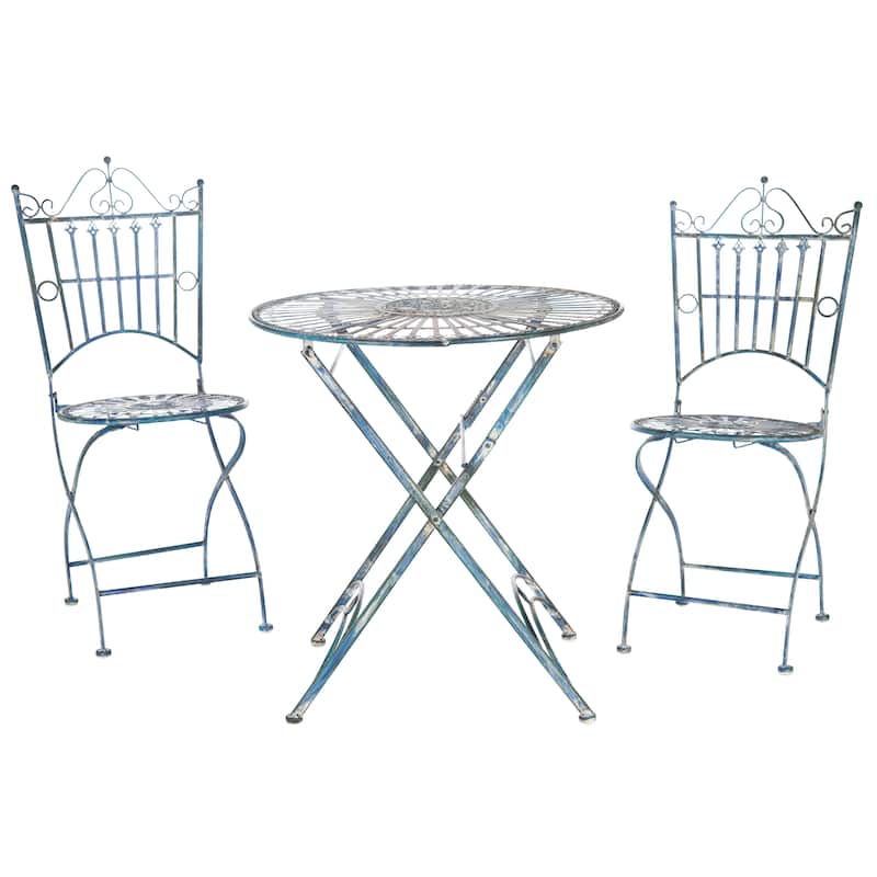SAFAVIEH Outdoor Saige Victorian Iron 3-Piece Bistro Set - 28Wx28Dx38H
