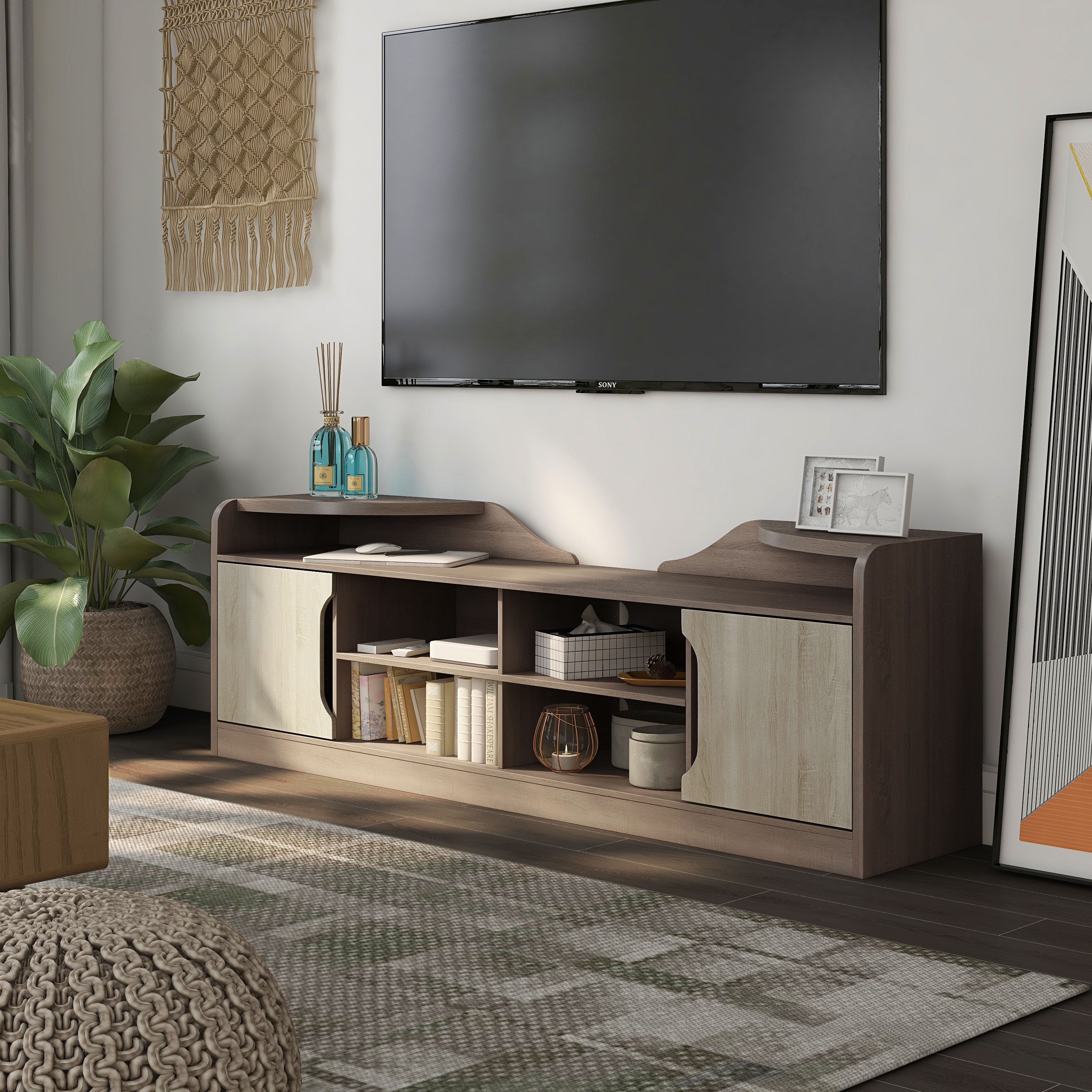 Furniture of America Fetz Rustic 72-inch Multi-functional Storage TV Console