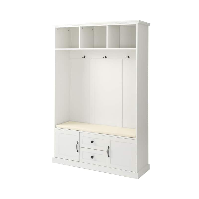 3-in-1 Design Hall Tree with 3 Hooks and Storage Bench - 47.24''W x 70.9''H x 15.74''D