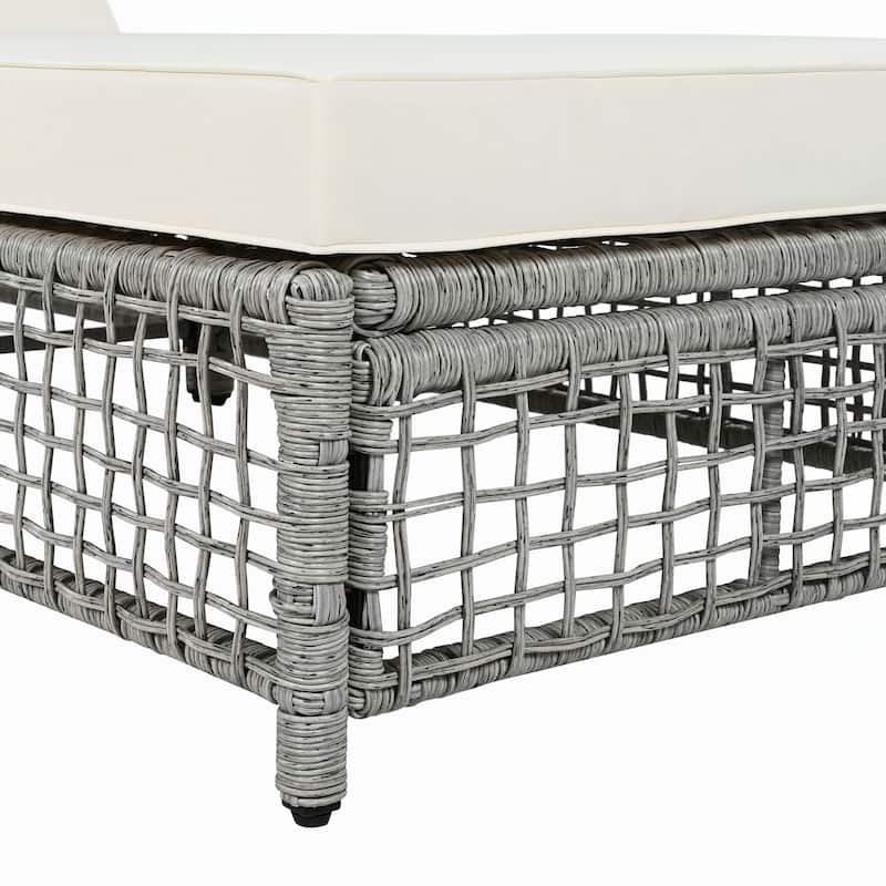 Outdoor Lounge Chair for Garden(Grey and Beige)