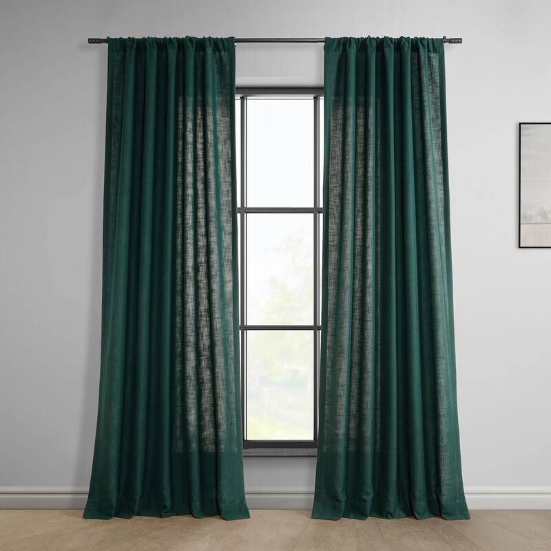 Exclusive Fabrics Classic Faux Linen Curtain (1 Panel) - 50 X 120 - Deep Green